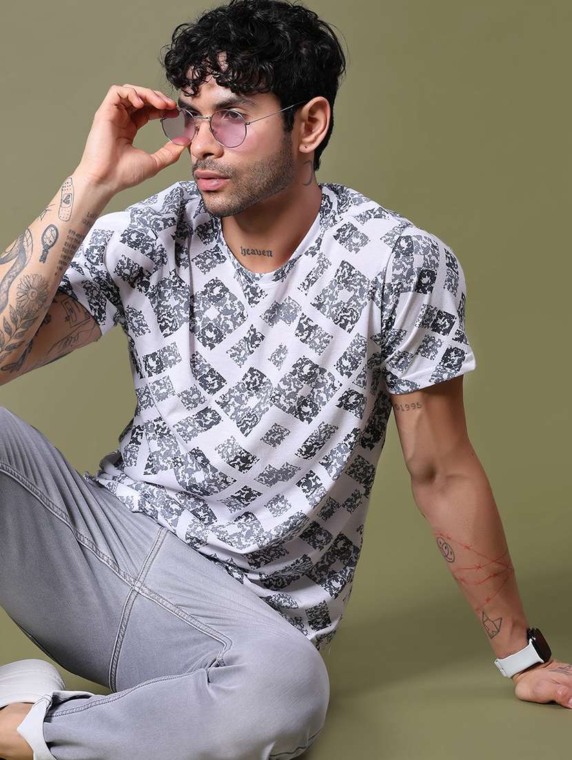 men printed short sleeve regular fit  t-shirt