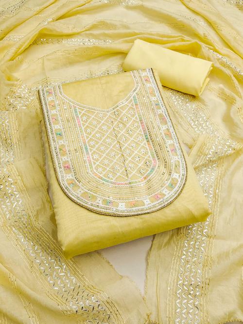 women solid with work embroidered unstitched suit set - 21989499 - Standard Image - 0
