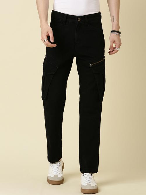 men black solid mid rise denim cargo - 21989509 -  Standard Image - 0
