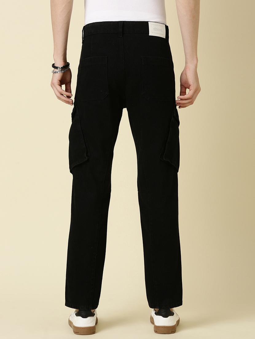 men black solid mid rise denim cargo - 21989509 - Standard Image - 3