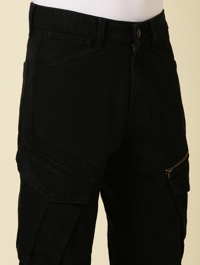 men black solid mid rise denim cargo - 21989509 - Standard Image - 5
