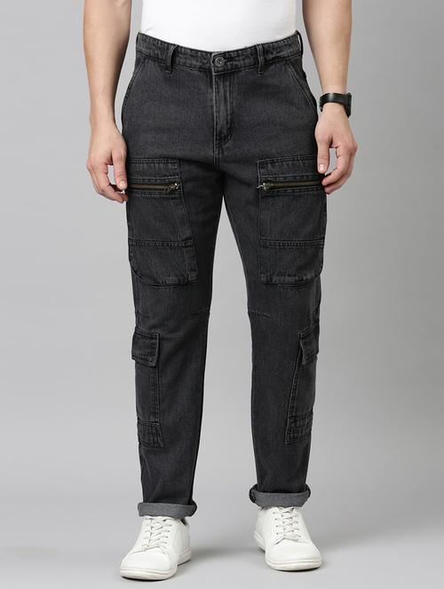men black washed mid rise denim cargo - 21989515 - Standard Image - 0