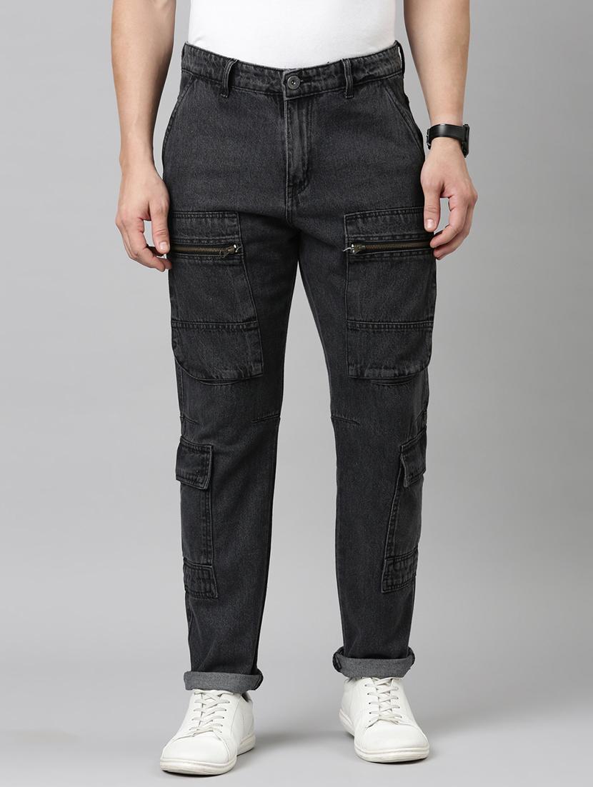 men black washed mid rise denim cargo - 21989515 - Zoom Image - 0