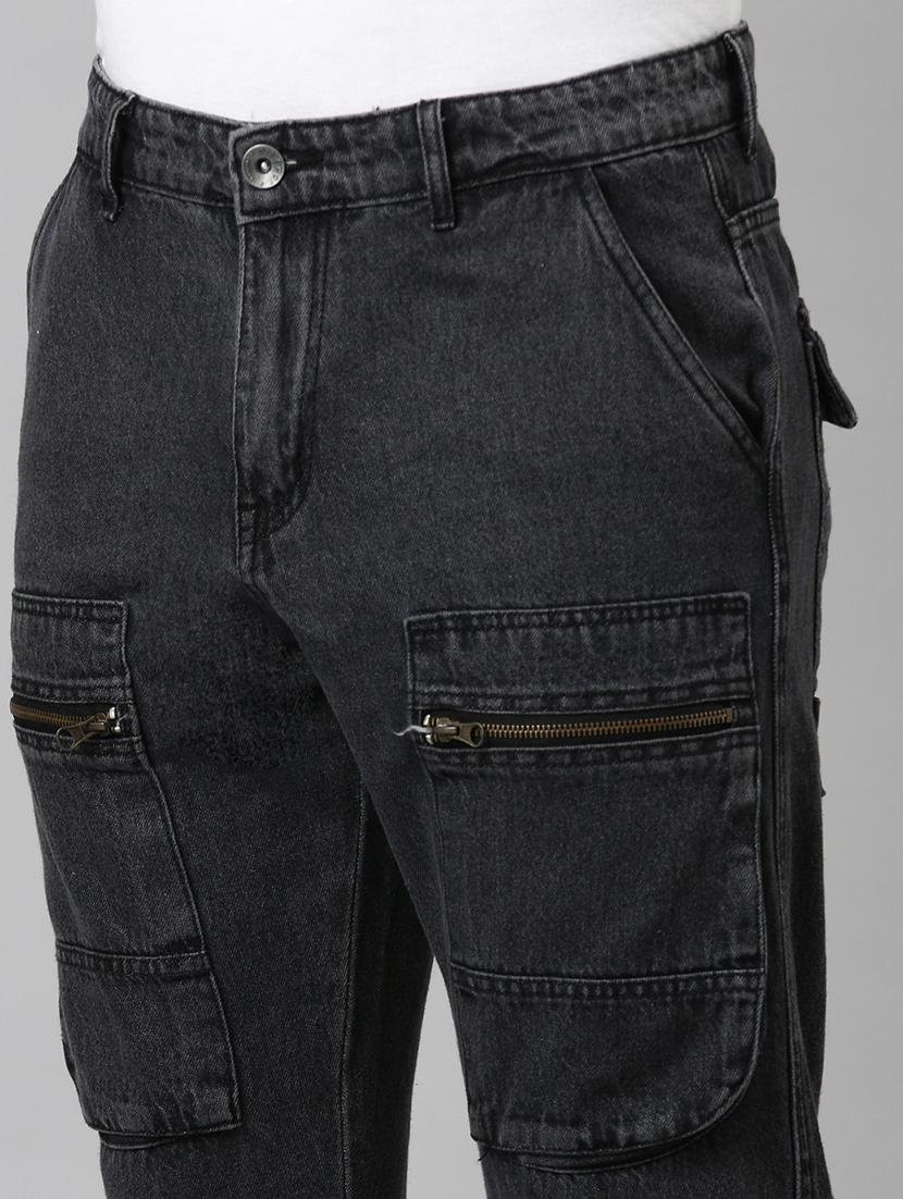 men black washed mid rise denim cargo - 21989515 - Standard Image - 5