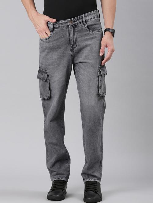 grey denim cargos - 21989516 -  Standard Image - 0