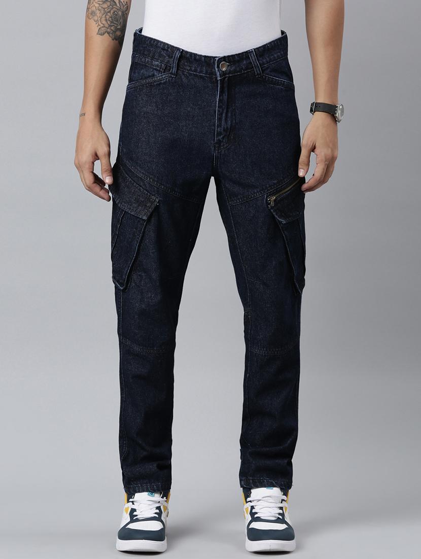 navy blue denim cargos