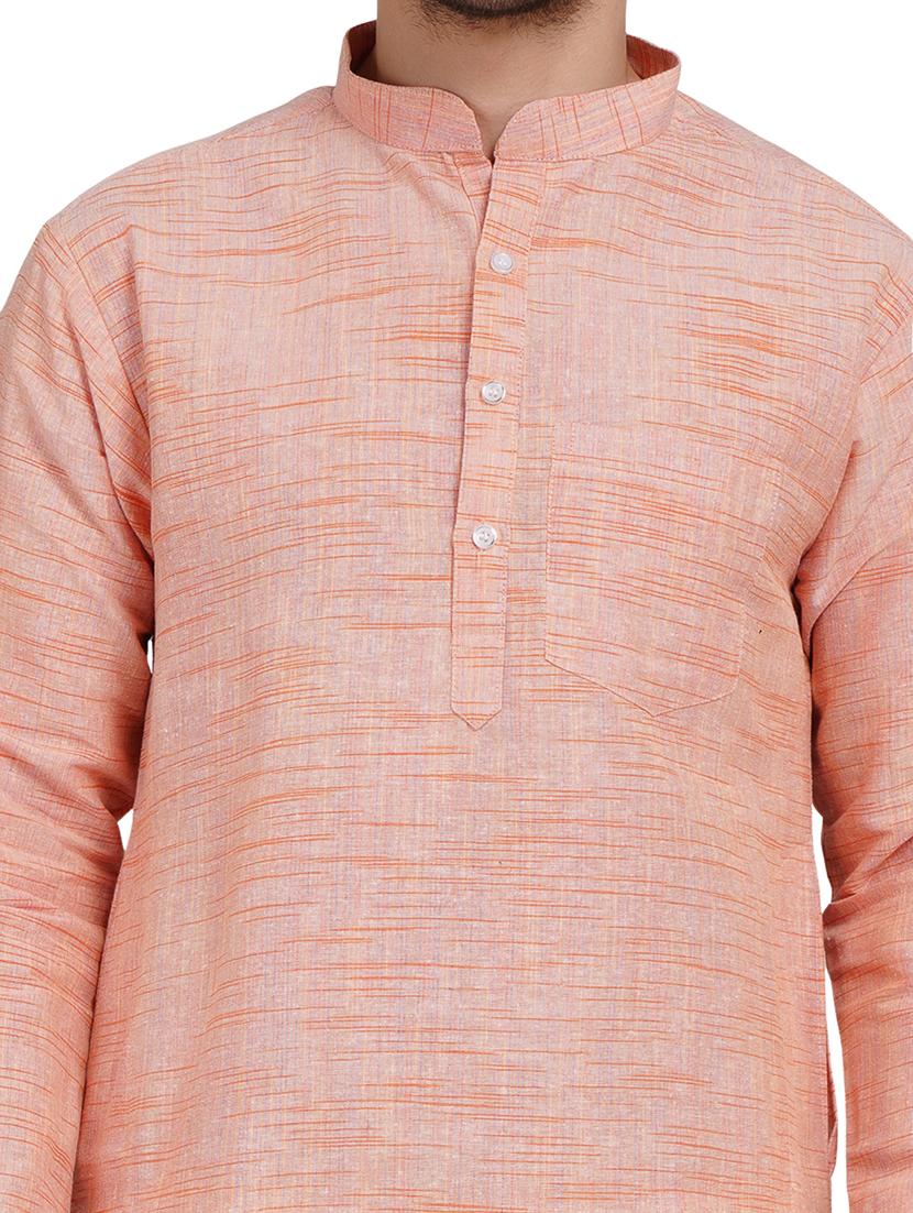men melange mandarin neck long kurta - 21989524 - Standard Image - 5