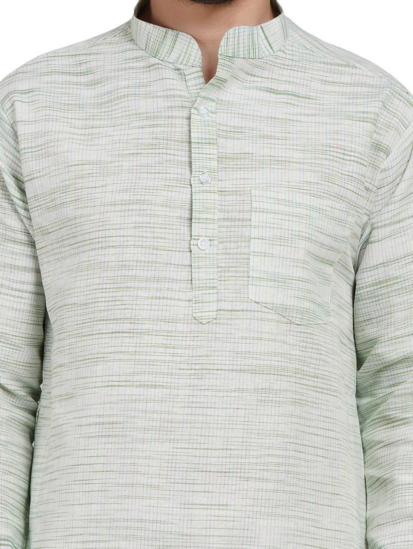 men melange mandarin neck long kurta - 21989528 - Standard Image - 5