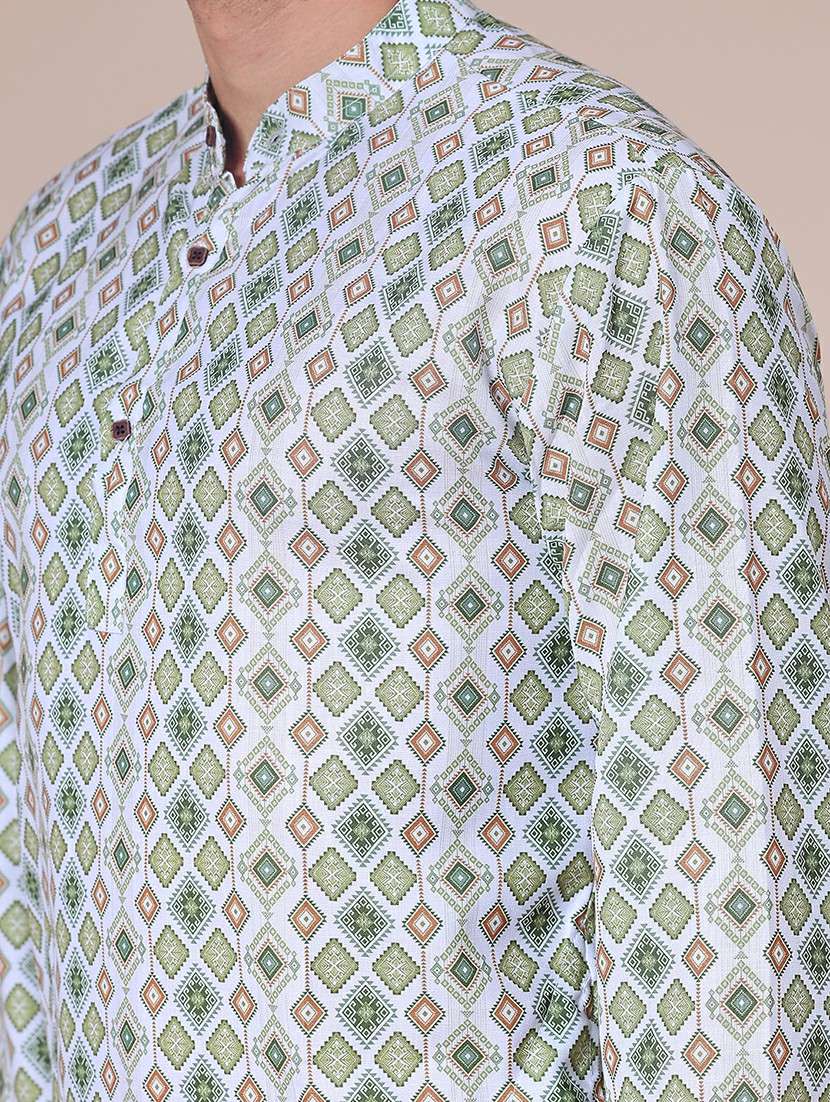 Men Printed Mandarin Neck Long Sleeve Kurta - 21989593 -  Standard Image - 5