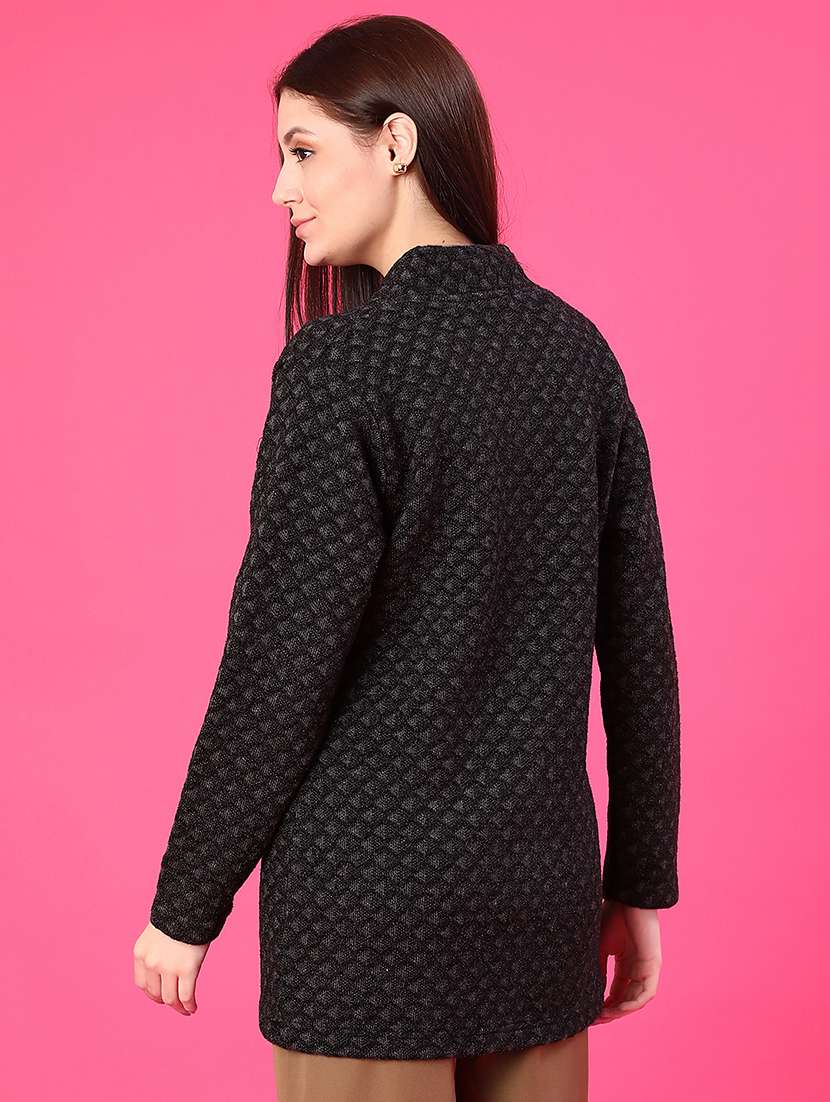 women self design long sleeve cardigan - 21989643 - Standard Image - 3
