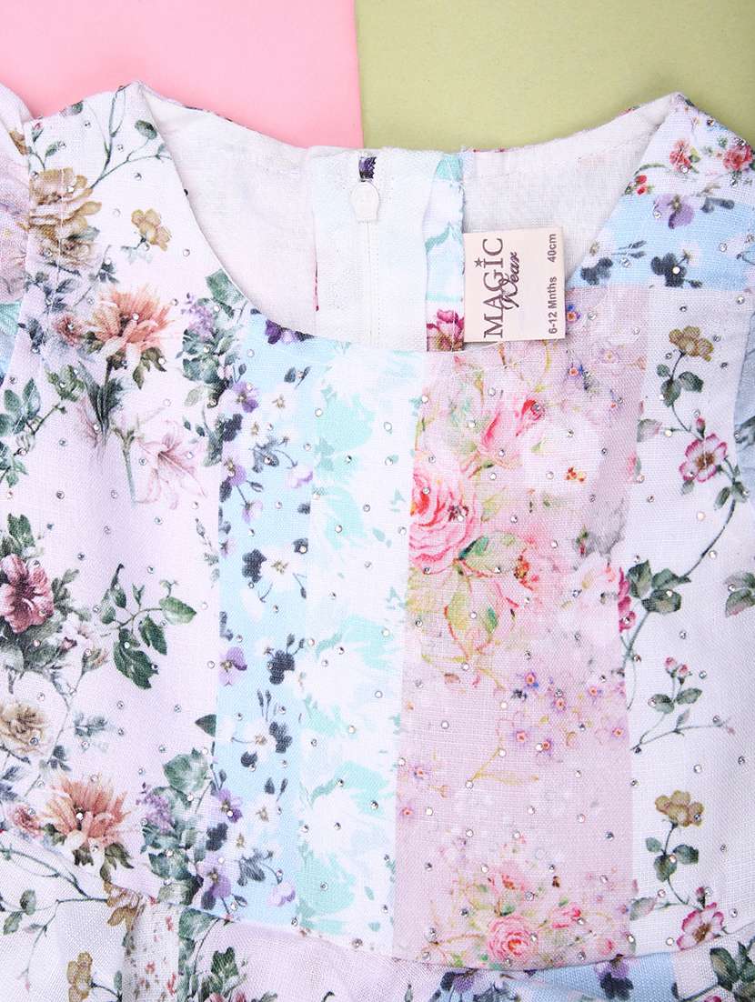 girls printed ruffle sleeve flared frock - 21989708 -  Standard Image - 3