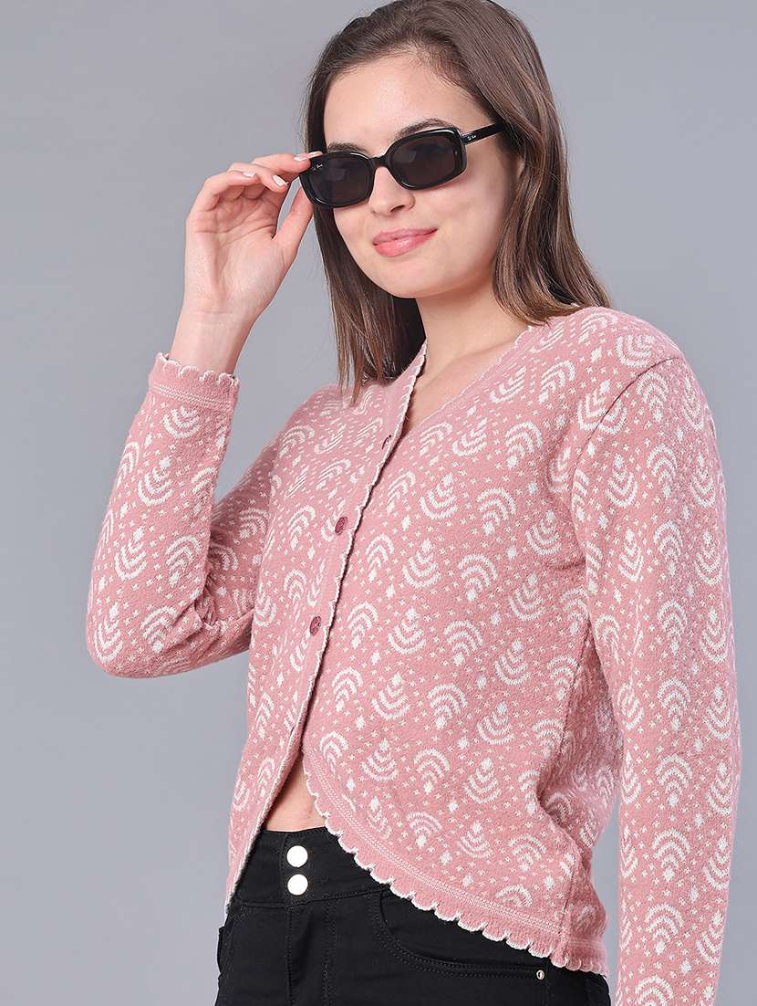 women self design long sleeve cardigan