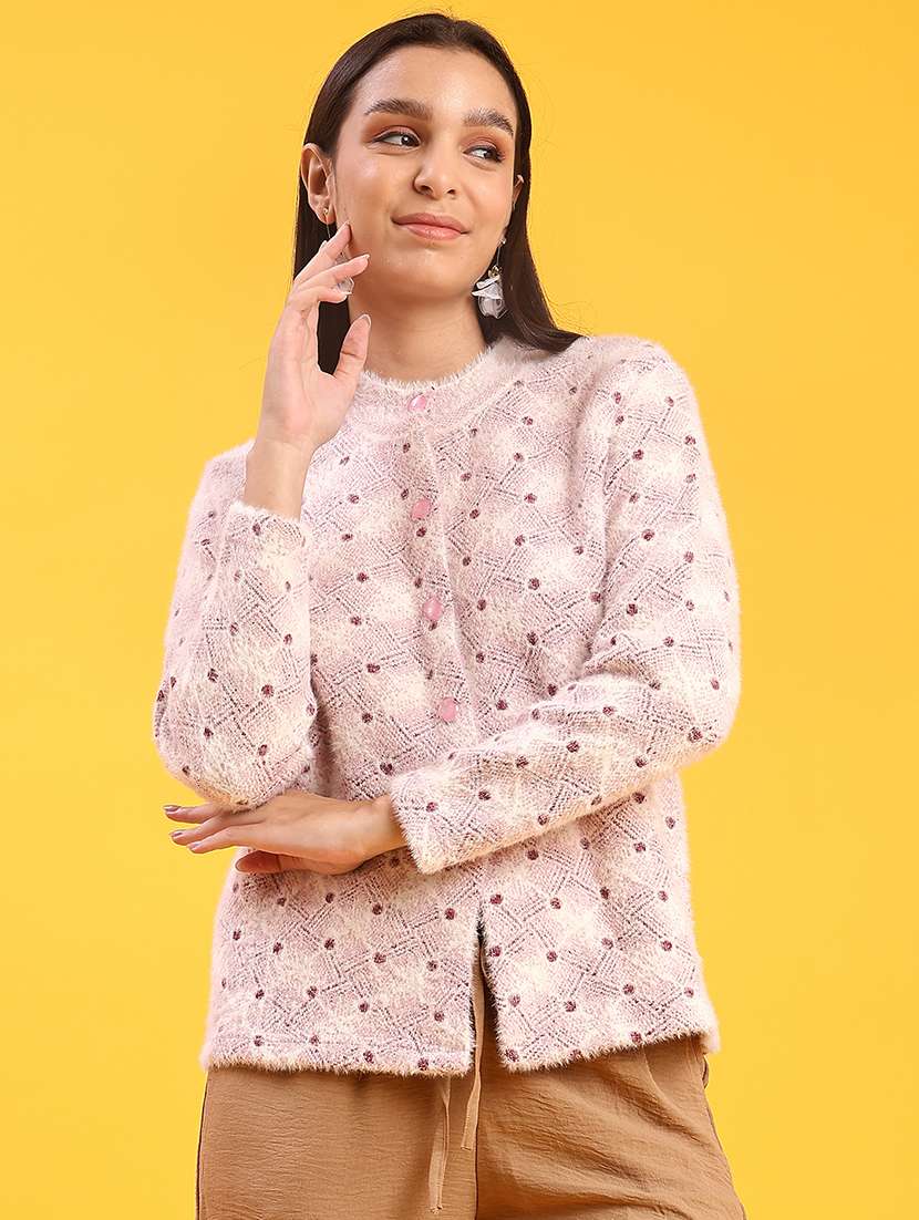 women self design long sleeve cardigan