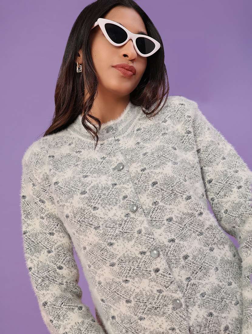 women self design long sleeve cardigan