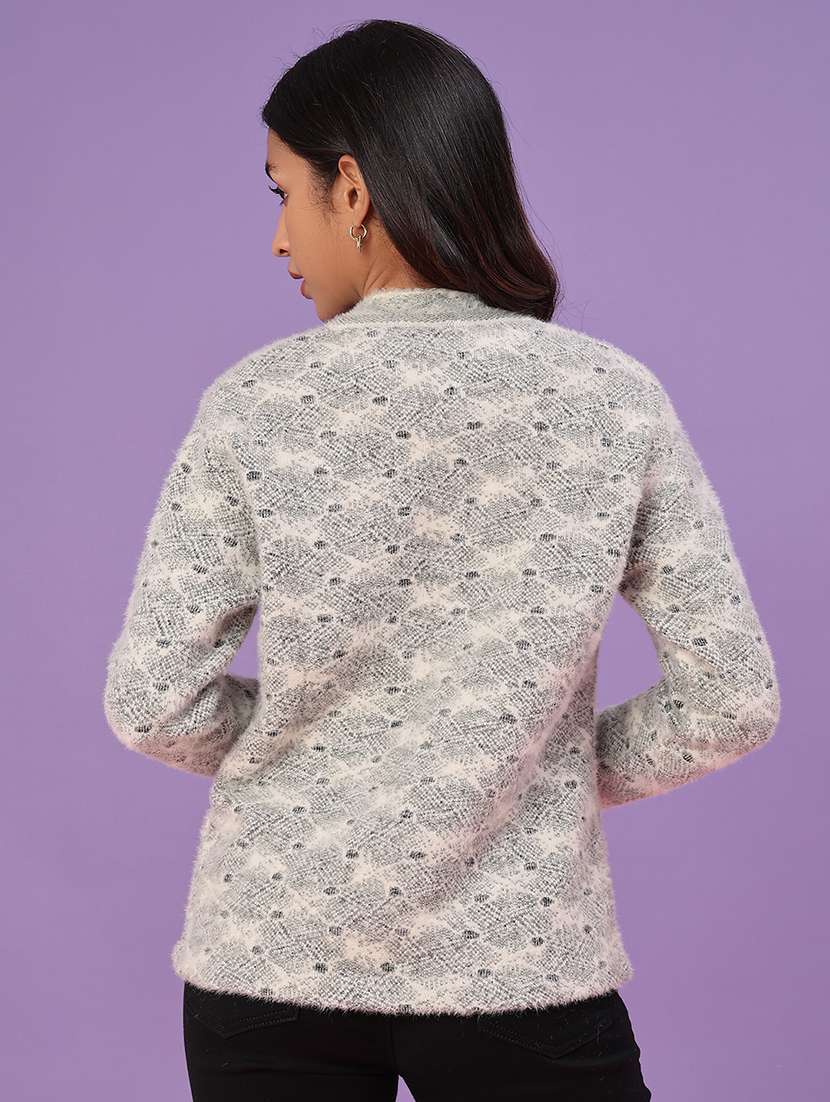 women self design long sleeve cardigan - 21989714 -  Standard Image - 3