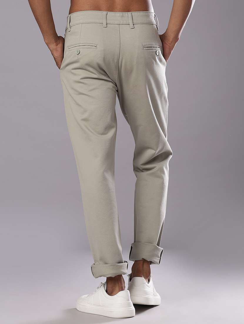 men solid mid rise straight fit chinos  - 21989721 -  Standard Image - 3