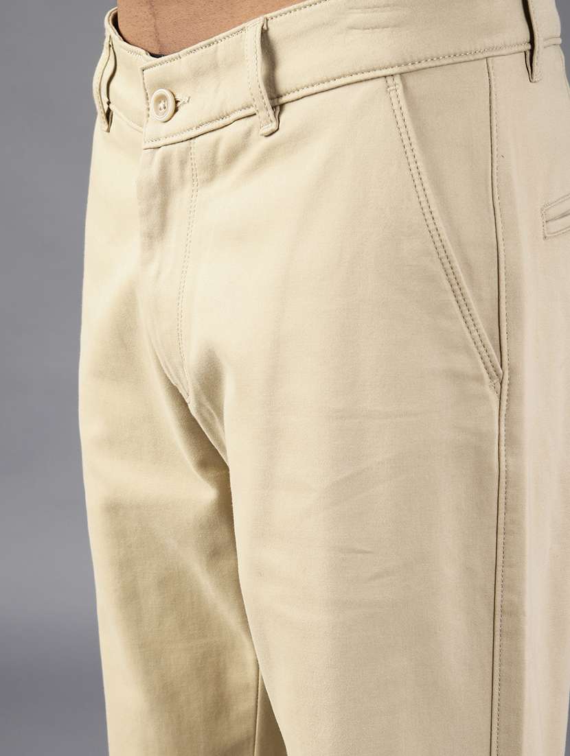 men solid mid rise flat front casual trouser - 21989723 -  Standard Image - 5