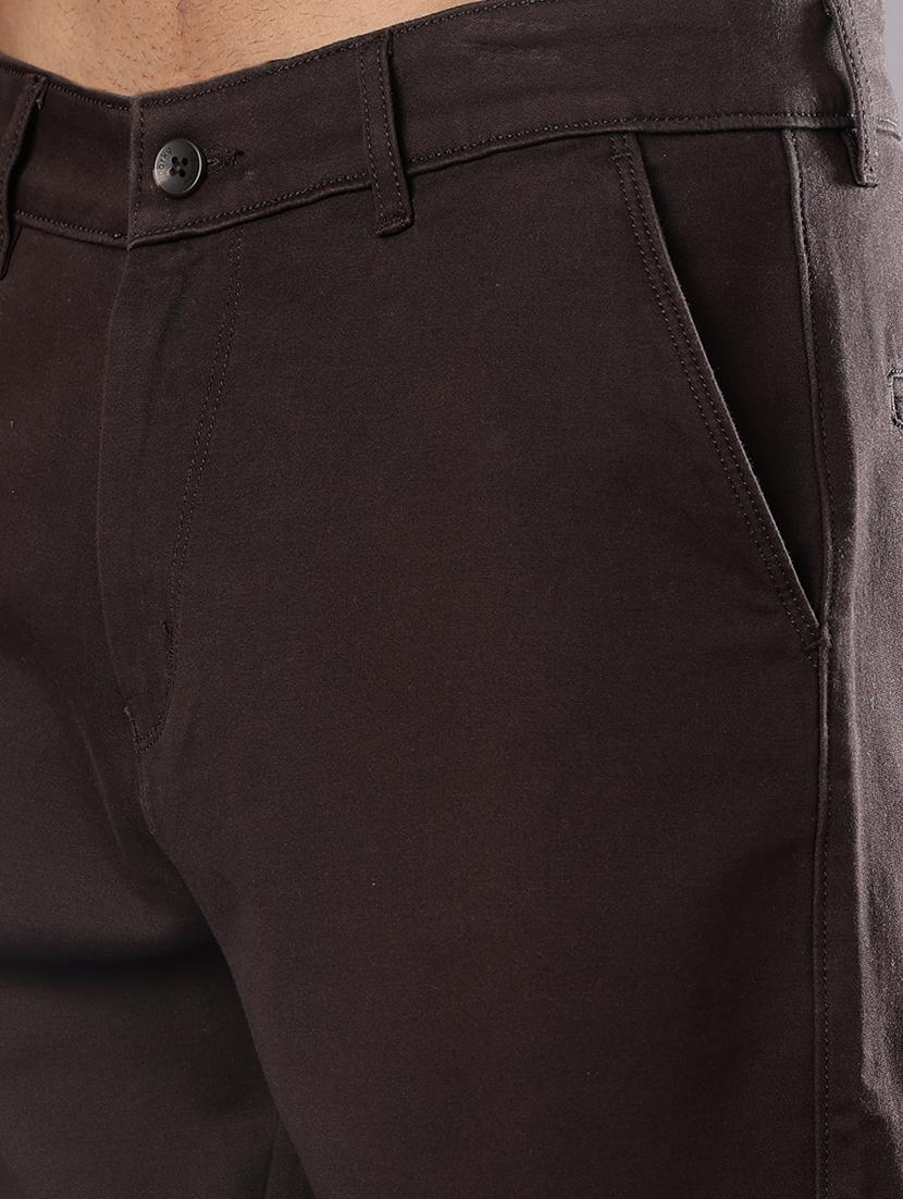 men solid mid rise straight fit chinos - 21989724 - Standard Image - 5