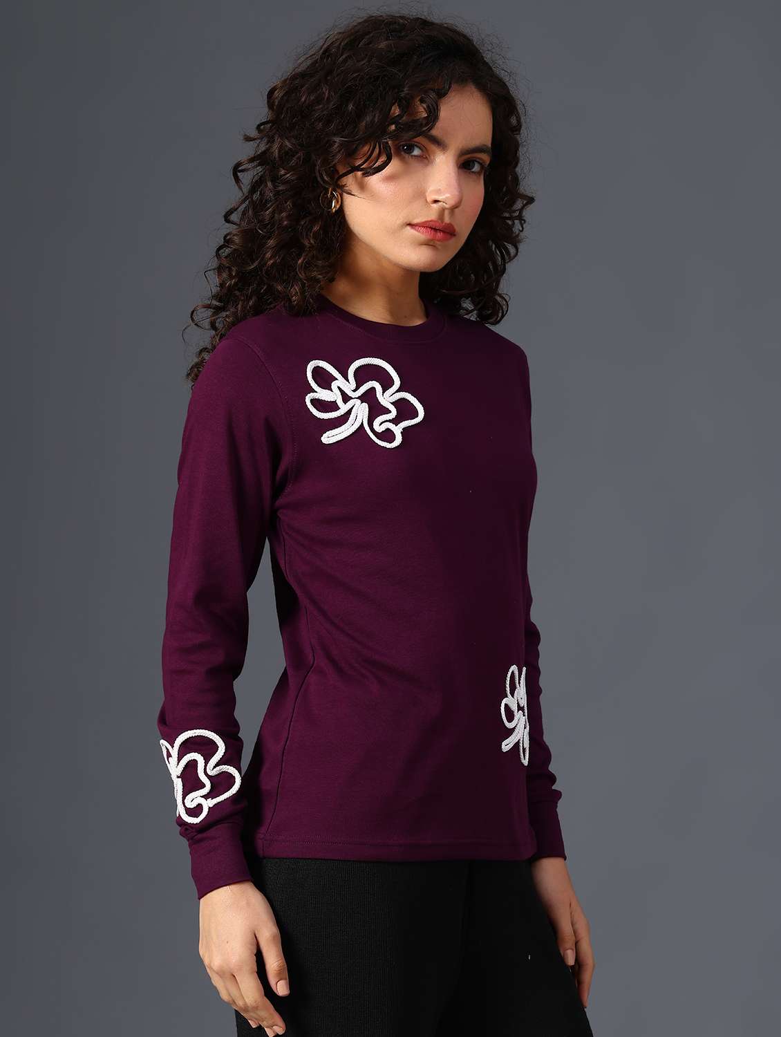 women self designed long sleeve sweatshirt - 21989747 -  Standard Image - 3