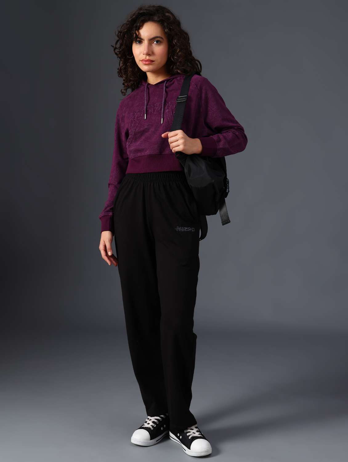 women solid long sleeve crop sweatshirt - 21989749 -  Standard Image - 5