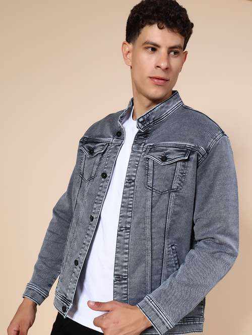 light grey denim casual jacket - 21989752 - Standard Image - 0
