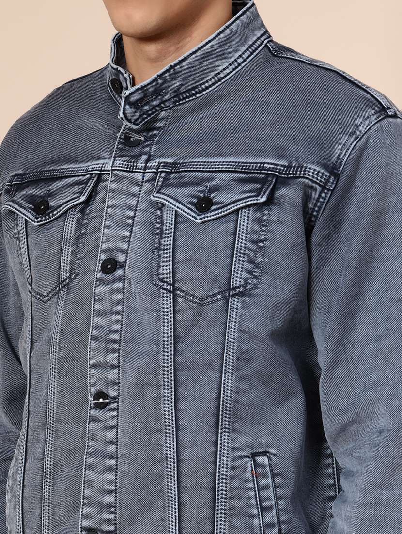 light grey denim casual jacket - 21989752 - Standard Image - 3