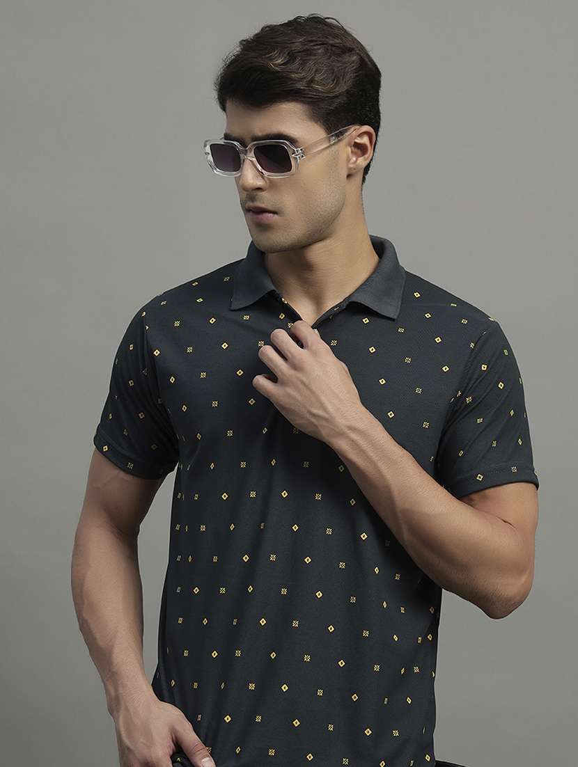 men printed short sleeve regular fit polo t-shirt