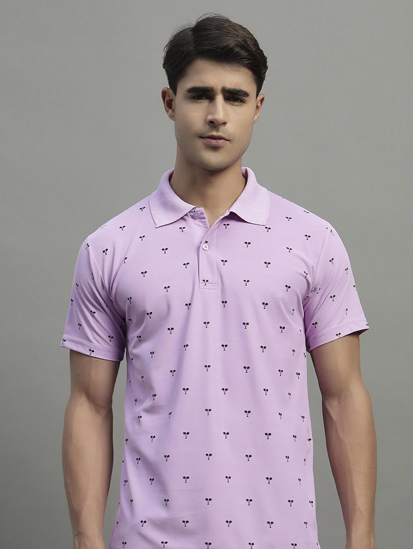men printed short sleeve regular fit polo t-shirt