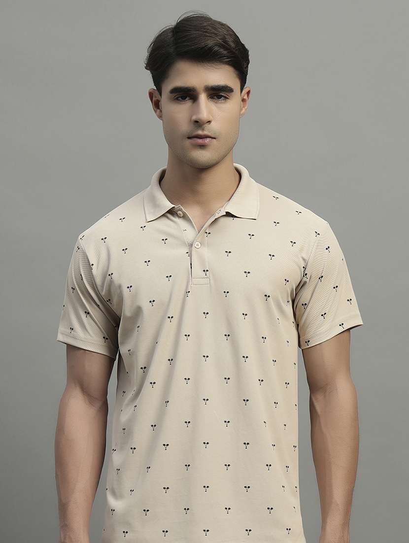 men printed short sleeve regular fit polo t-shirt