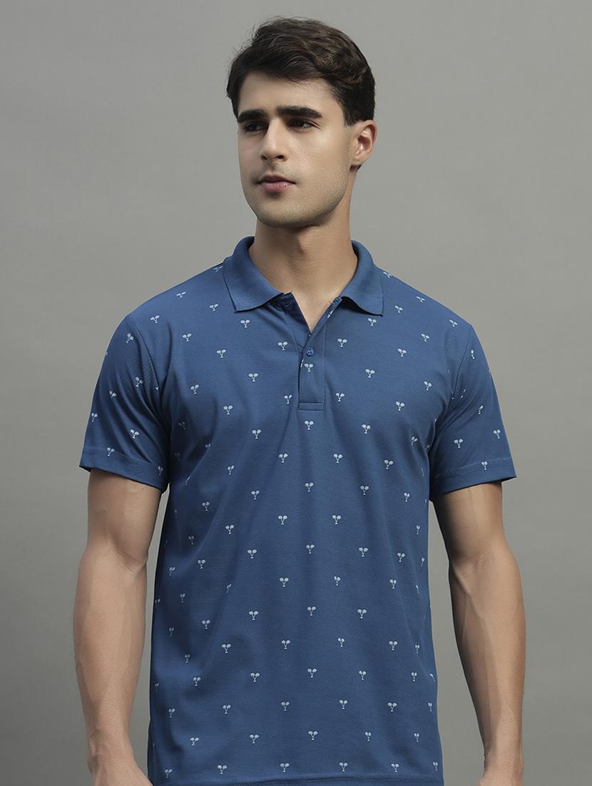 men printed short sleeve regular fit polo t-shirt
