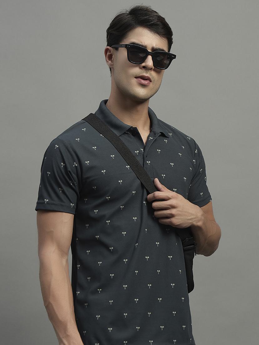men printed short sleeve regular fit polo t-shirt