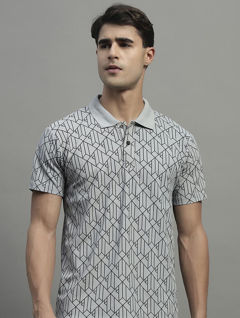 men printed short sleeve regular fit polo t-shirt