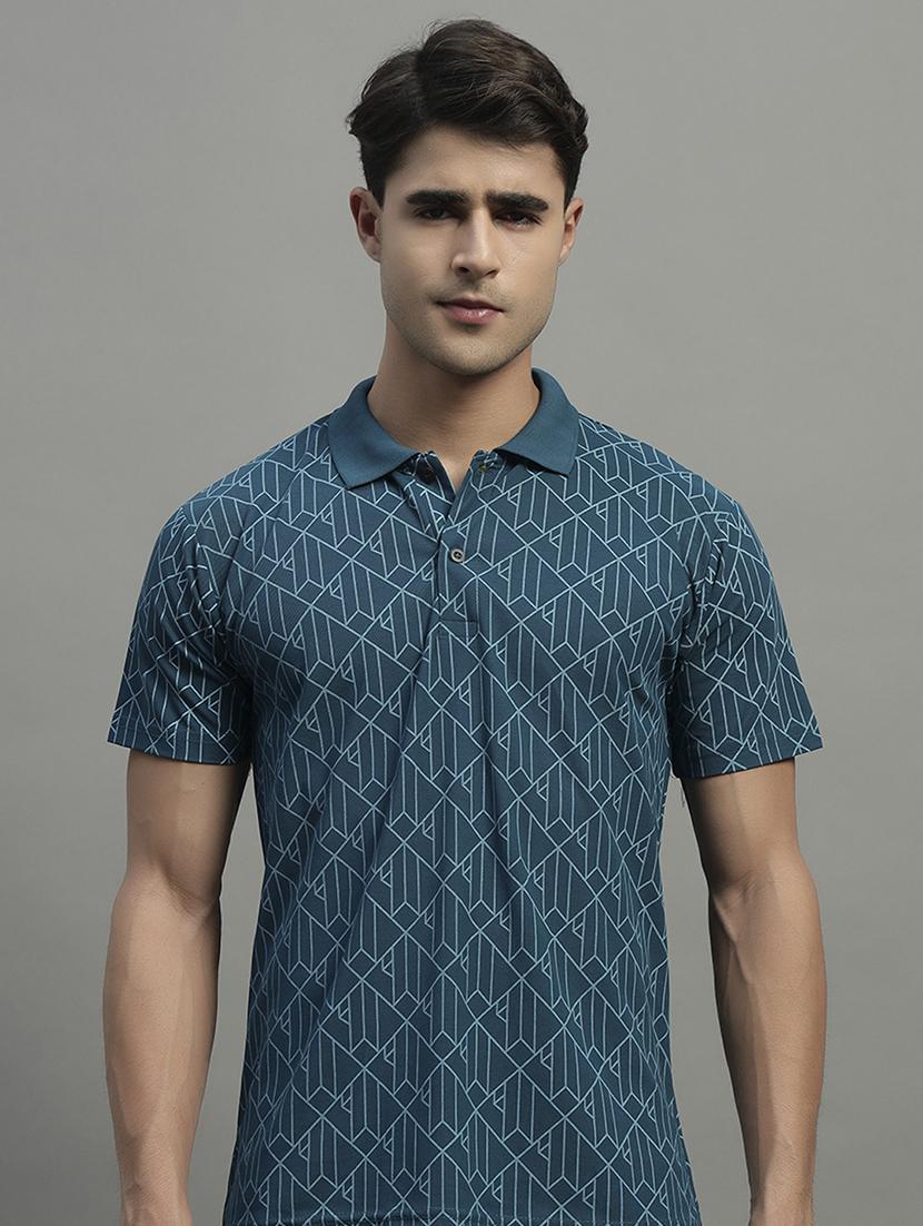 men printed short sleeve regular fit polo t-shirt