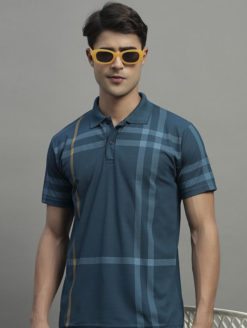 men checkered short sleeve regular fit polo t-shirt - 21989852 - Zoom Image - 0