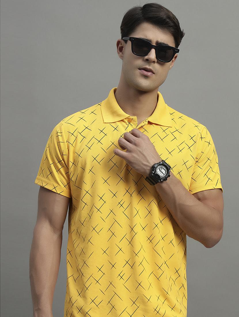 men printed short sleeve regular fit polo t-shirt