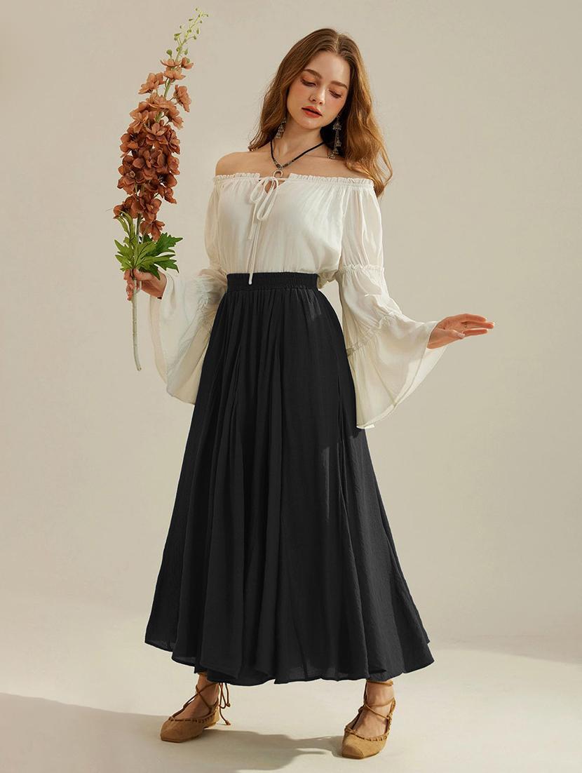 black rayon flared skirts - 21989860 - Zoom Image - 0