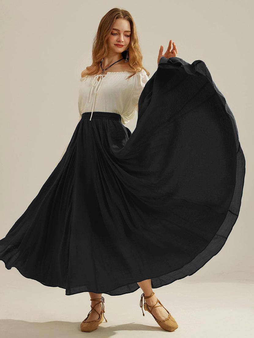 black rayon flared skirts - 21989860 - Standard Image - 3