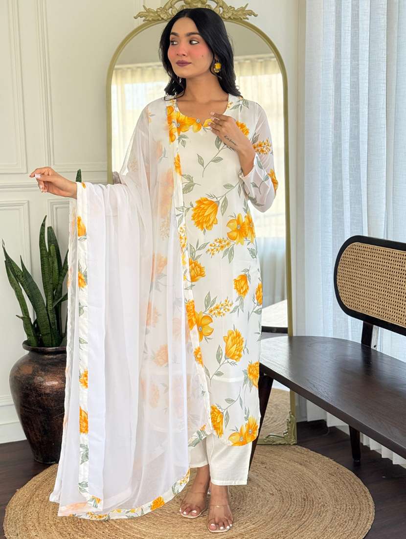 women floral long sleeve kurta pant with dupatta set - 21989864 -  Zoom Image - 0
