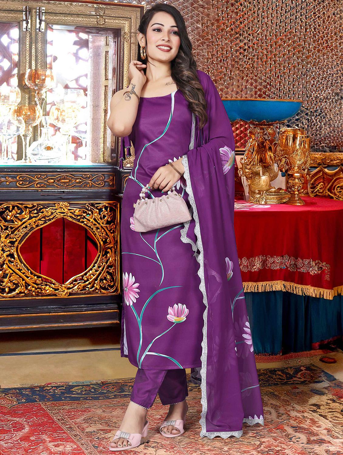 women floral sleeveless kurta pant with dupatta set - 21989887 -  Zoom Image - 0