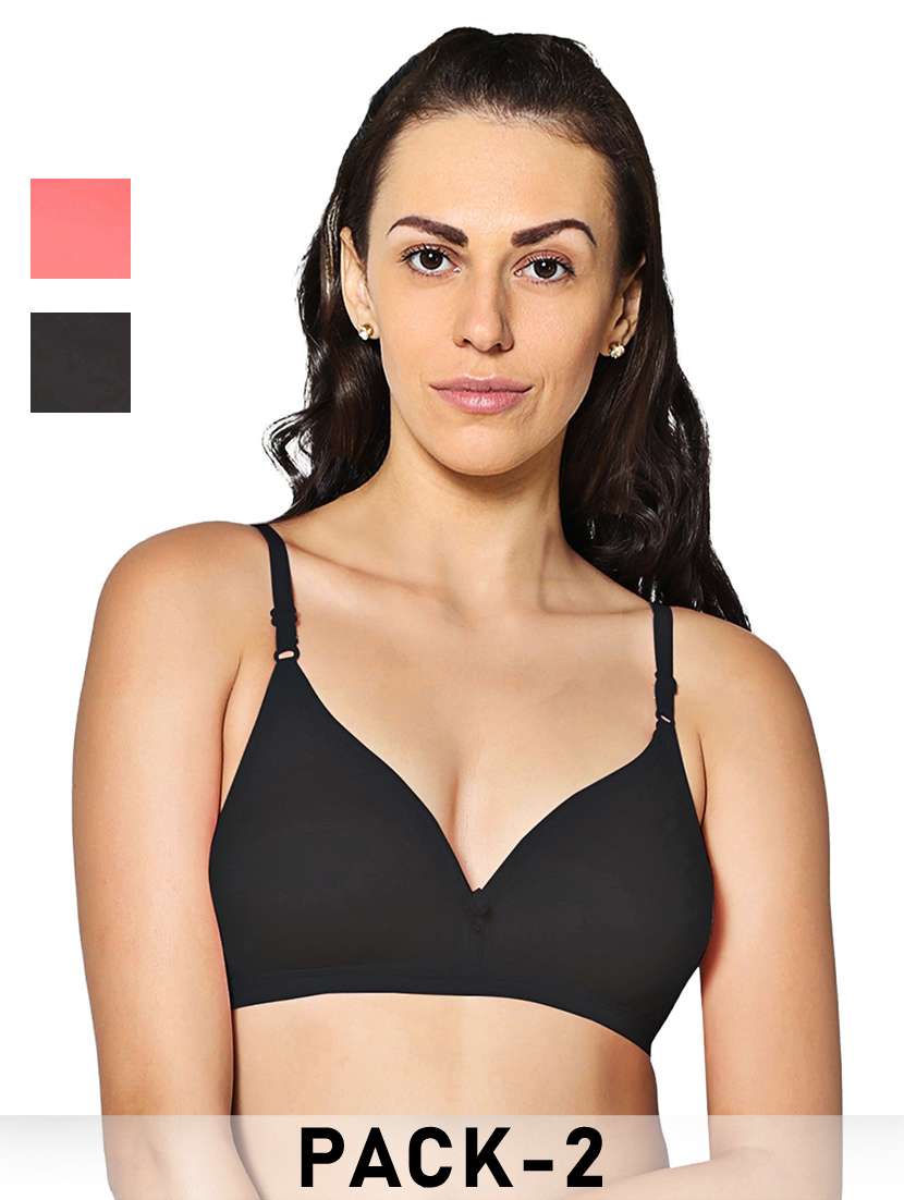 women pack of 2 solid non padded bra