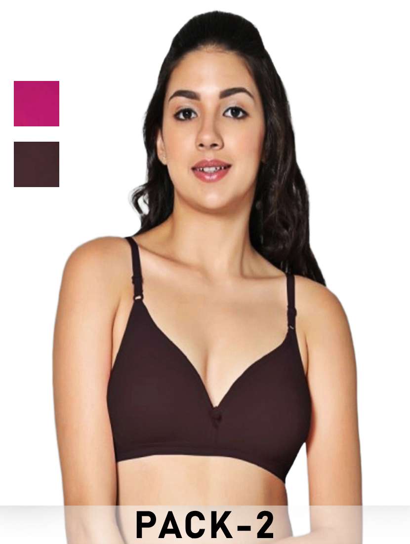 women pack of 2 solid non padded bra
