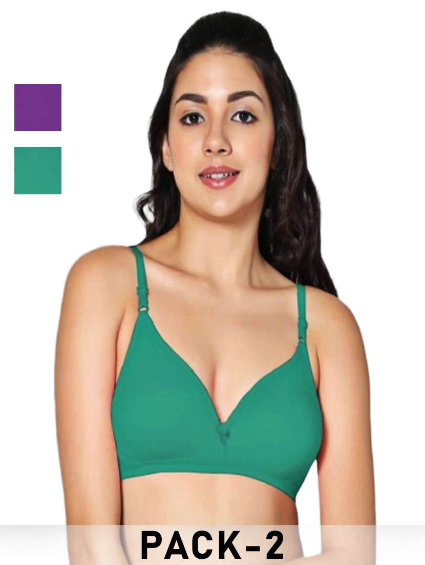 women pack of 2 solid non padded bra