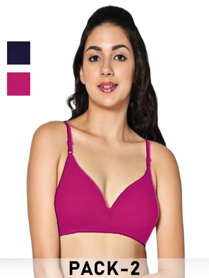 women pack of 2 solid non padded bra