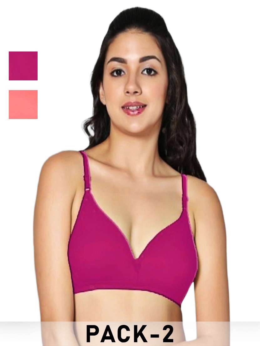 women pack of 2 solid non padded bra