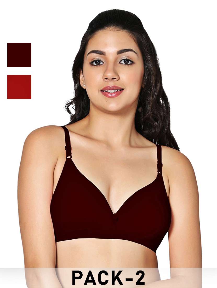 women pack of 2 solid non padded bra