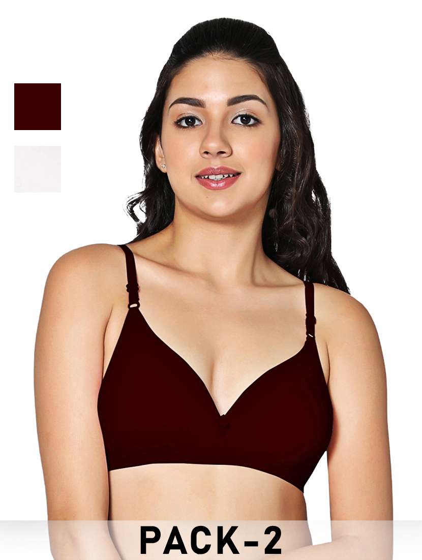 women pack of 2 solid non padded bra