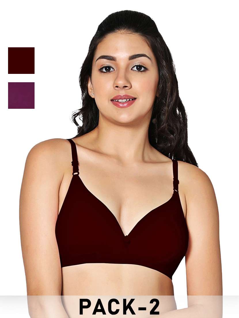 women pack of 2 solid non padded bra