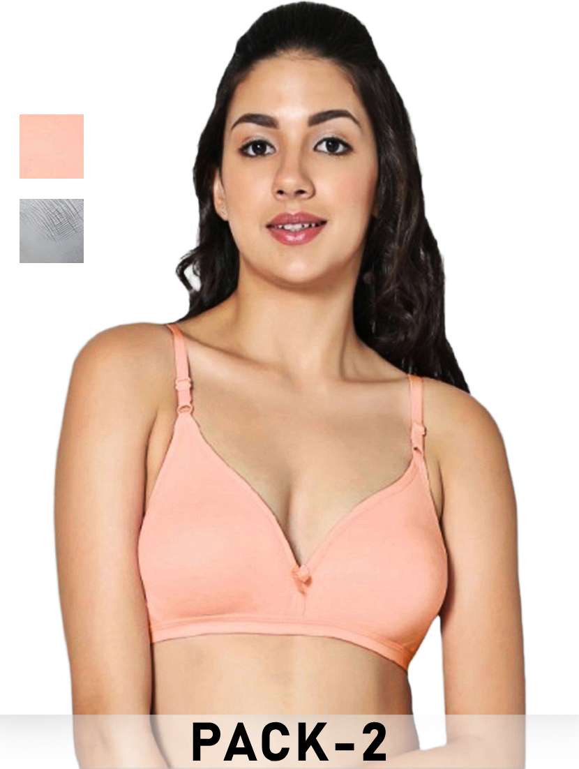 women pack of 2 solid non padded bra