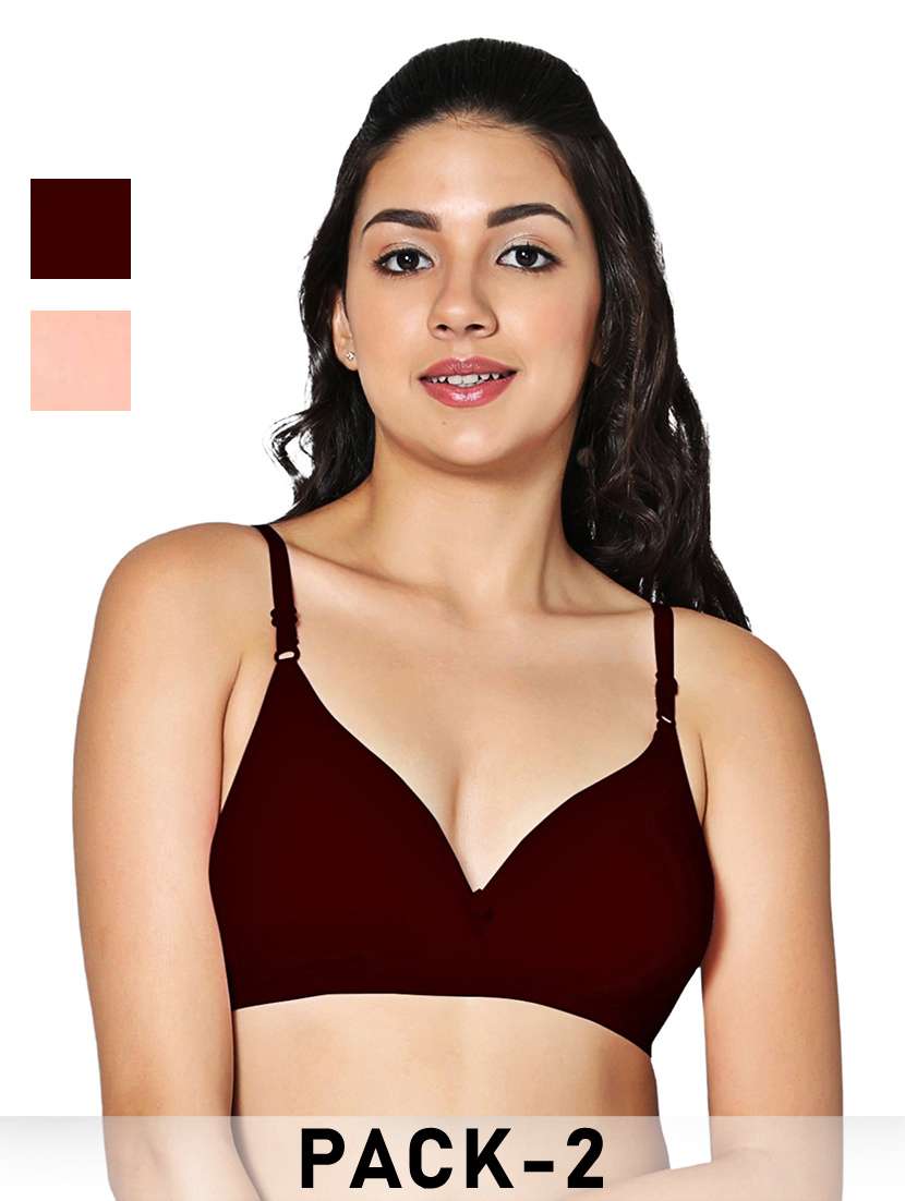 women pack of 2 solid non padded bra