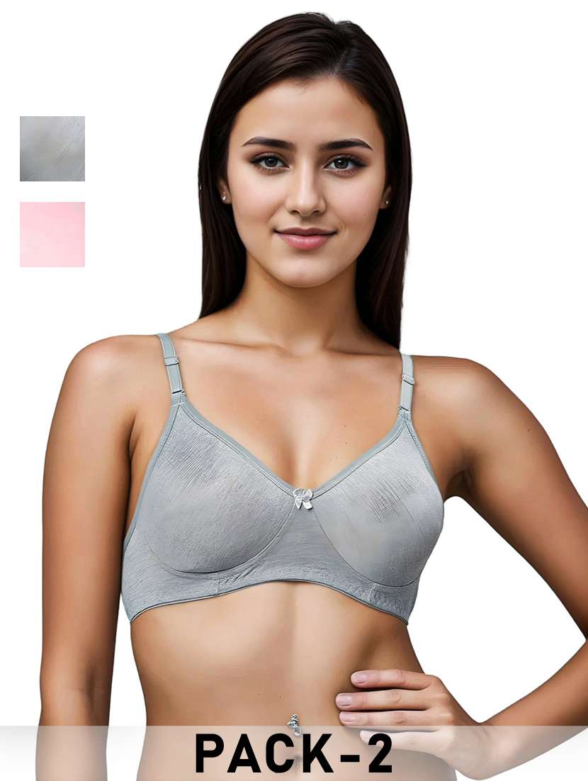women pack of 2 solid non padded bra